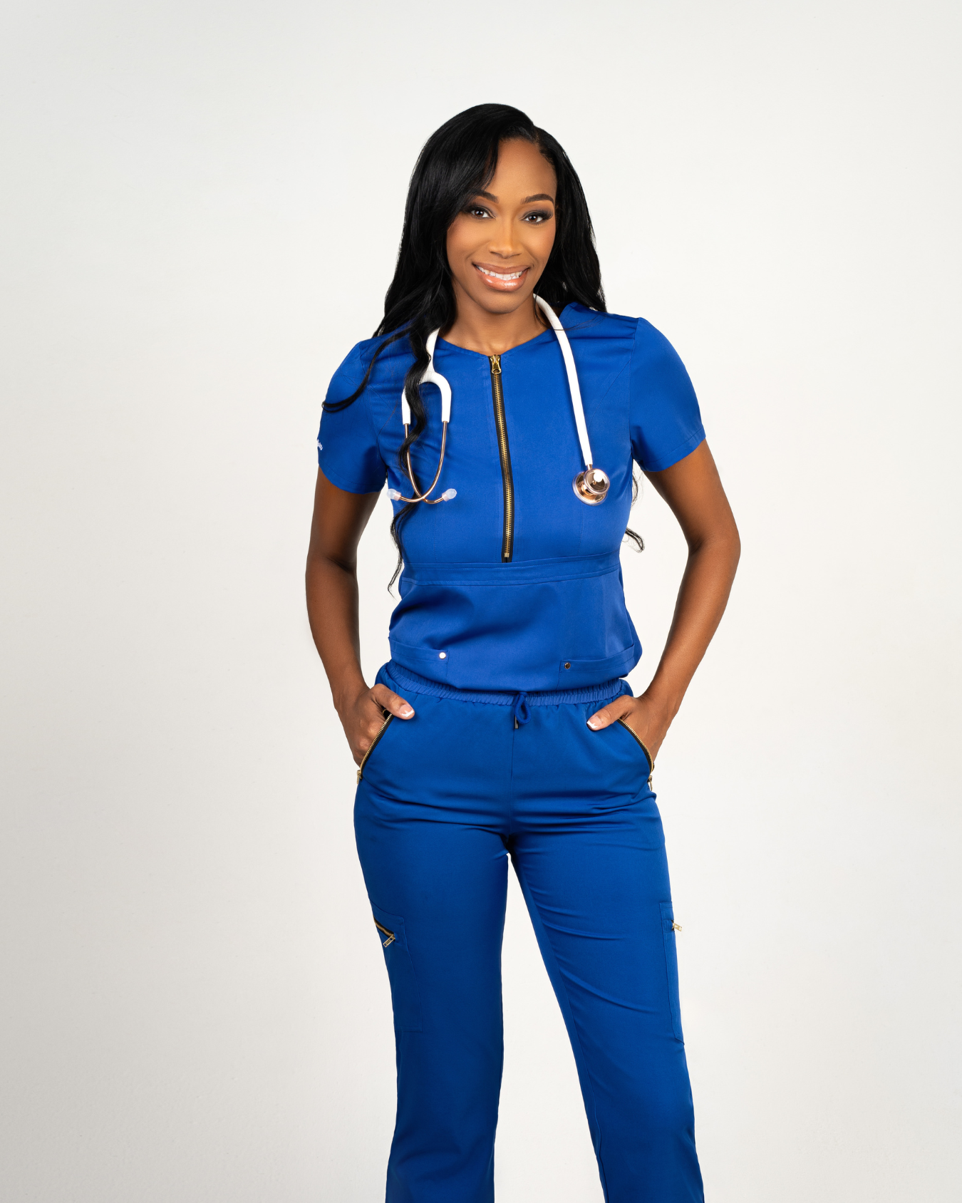 Golden Middle Zipper Scrub - Top