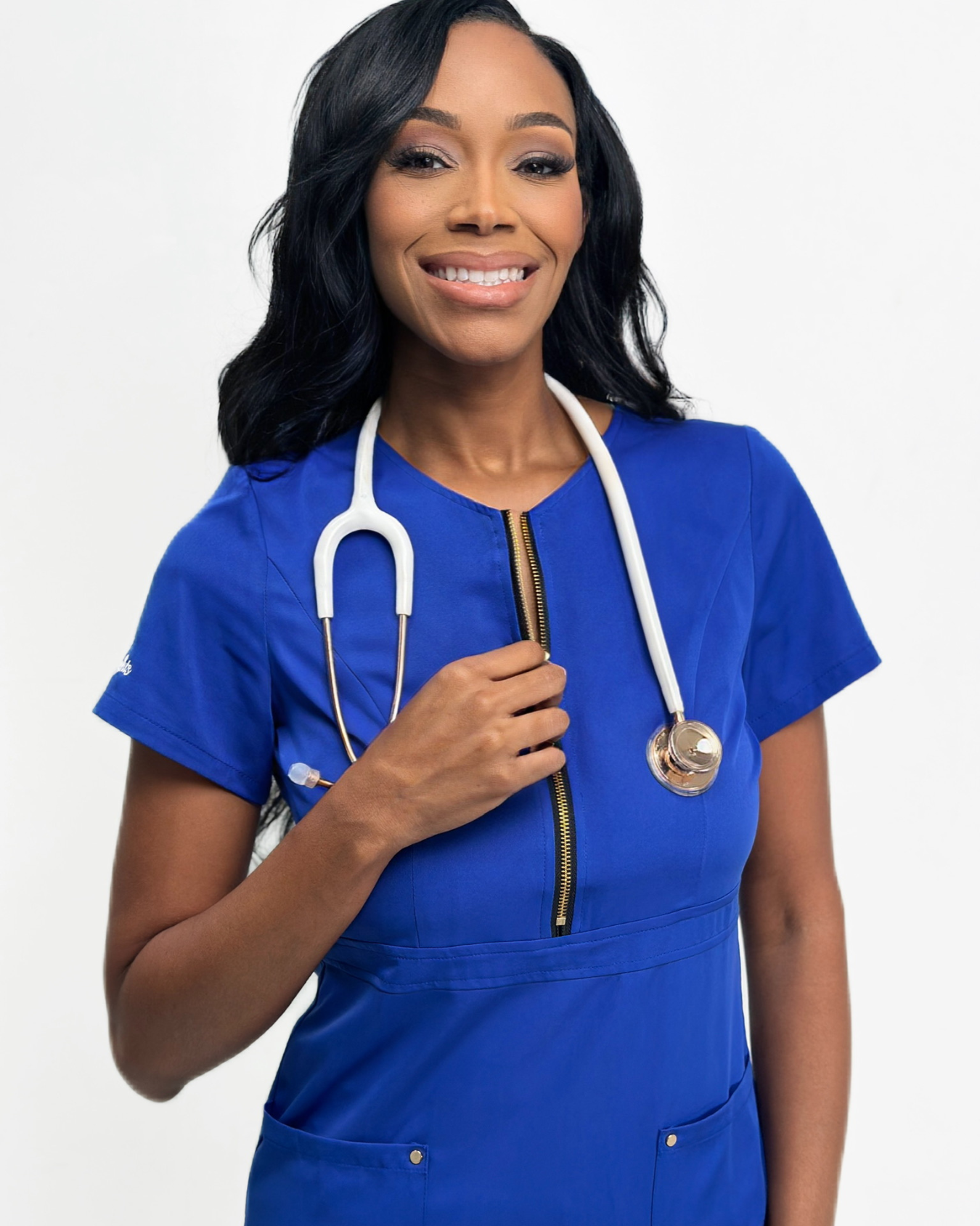 Golden Middle Zipper Scrub - Top