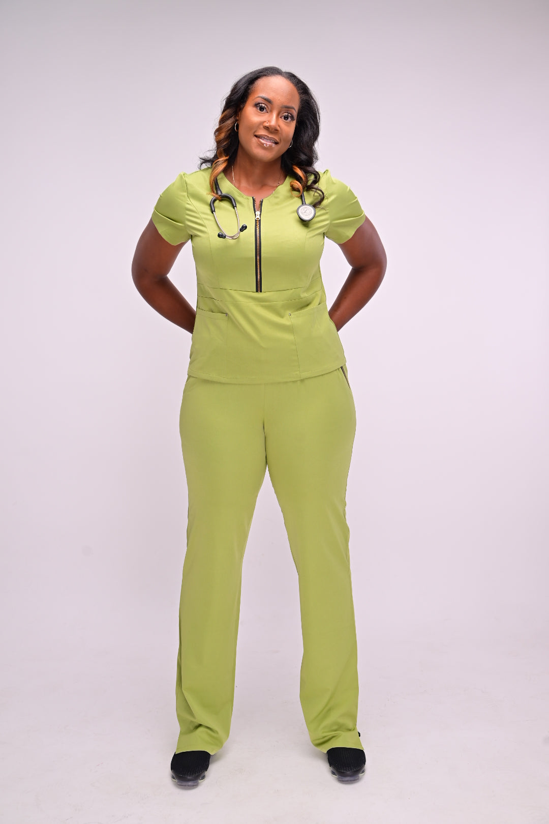 Golden Middle Zipper Scrub - Top